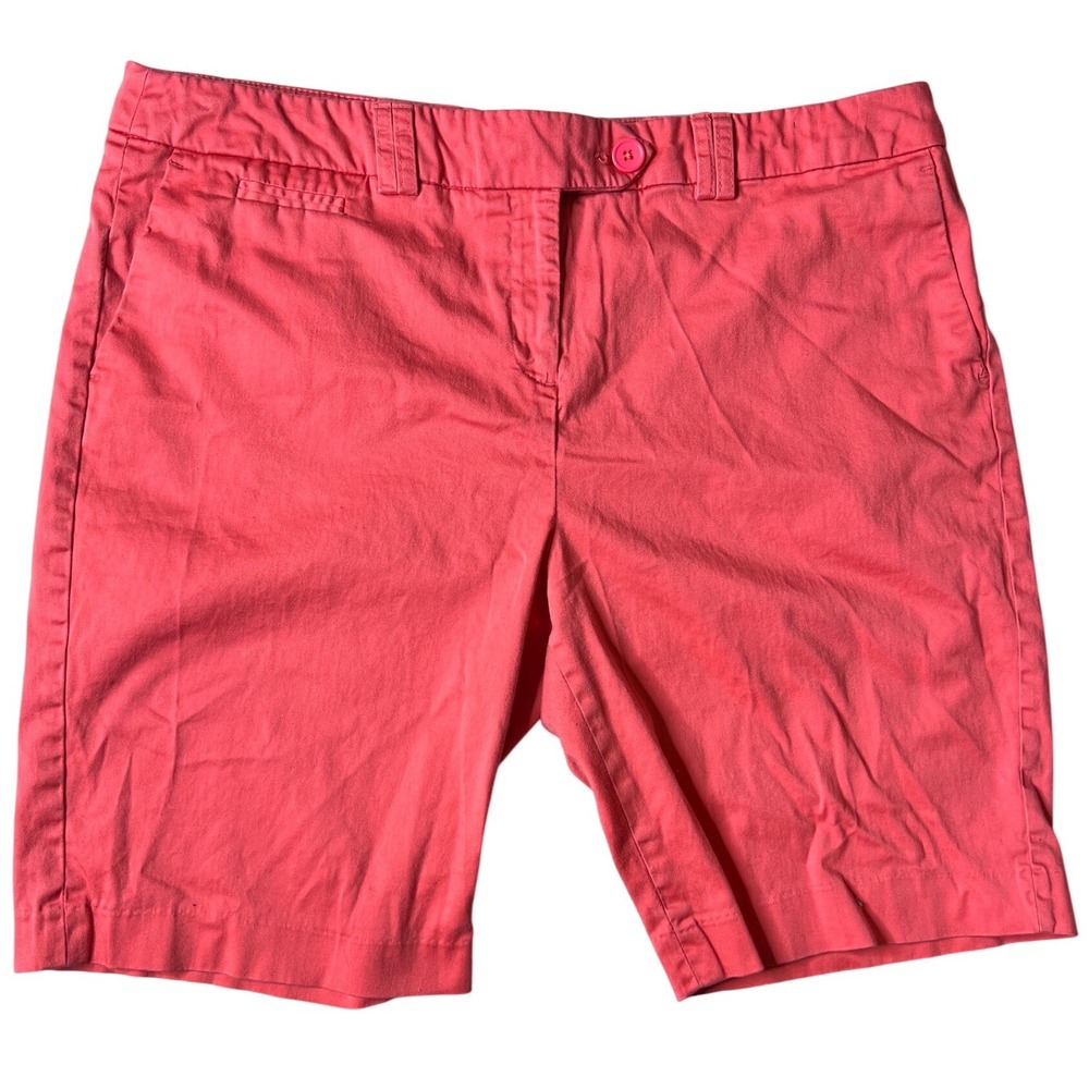 Jennifer & Grace Coral Pink Bermuda Shorts Womens Size 16 Cotton Stretch Chino